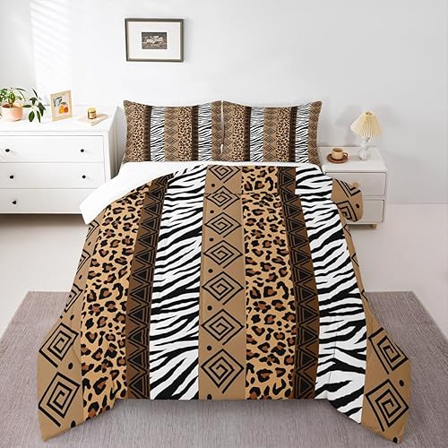 Miniatura 159 de Castle Fairy Juego de ropa de cama con estampado de cebra, tamaño matrimonial, juego de edredón de animales de África y vida silvestre, juego