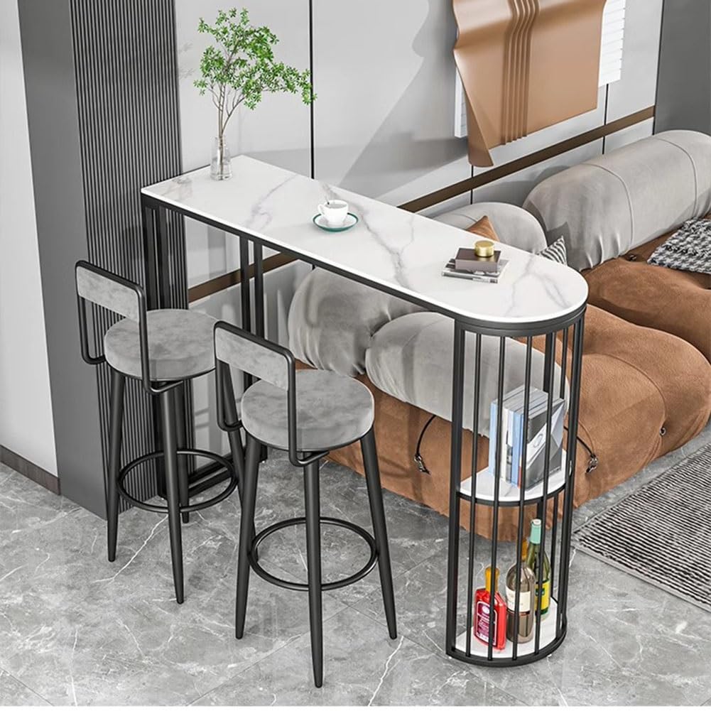 Tavolo da bar con 2 ripiani, facile da pulire, altezza bancone per pub, sala da pranzo, cucina, soggiorno, 120 x 40 x 105 cm