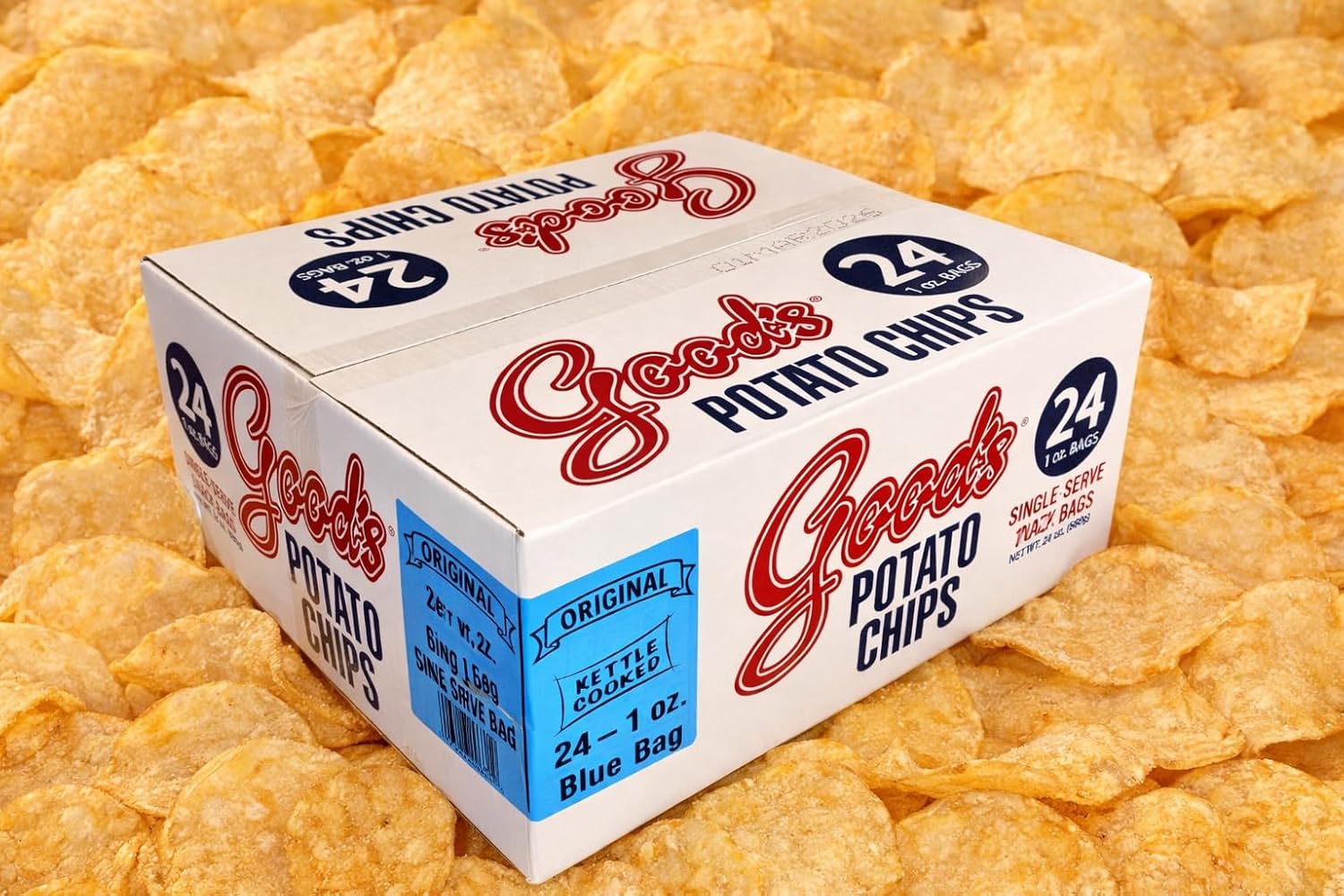 Good's Original Kettle Cooked Potato Chips, Single Serve, 1 oz Bags, 24 Count