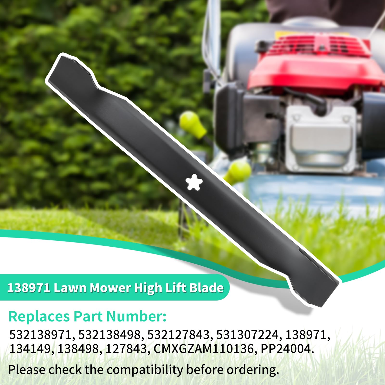 532138971 Cuchillas de alta elevación para cubierta de 42 pulgadas, cuchillas de cortacésped 138498 compatibles con cortacésped Craftsman Husqvarna Poulan, sustituye a 134149, 138971, 127843,