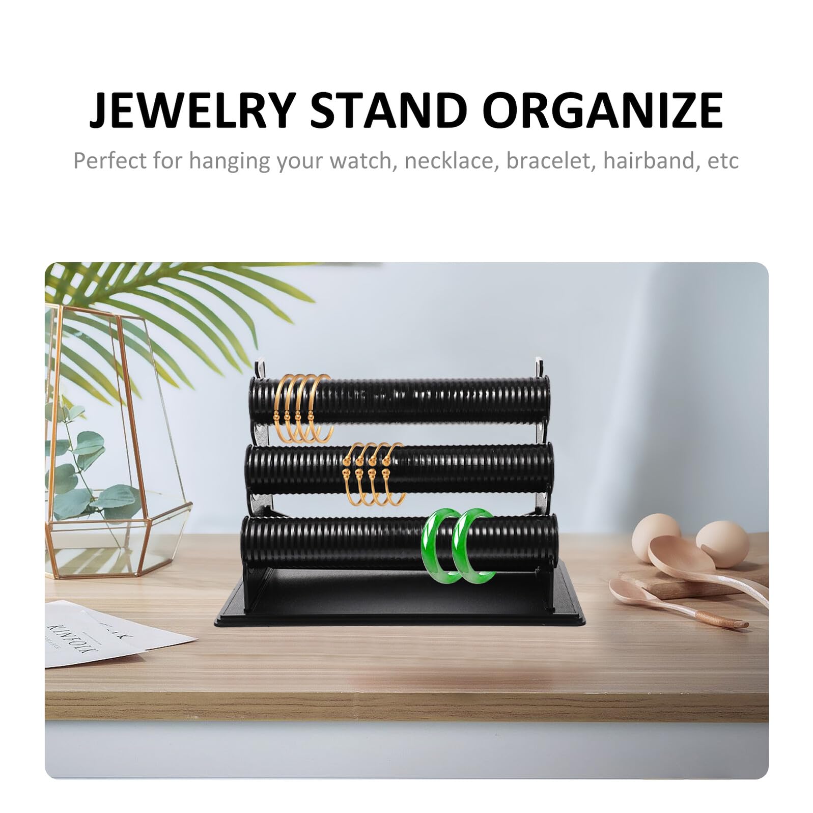 Abaodam Expositor de Pulseras y Relojes de Pvc Negro 3 Niveles Desmontable, Organizador Compacto para Baño o Tienda, Soporte Práctico y Funcional