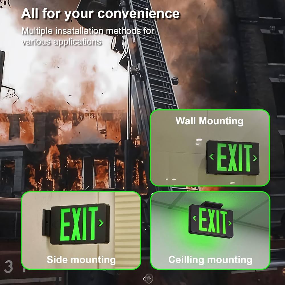 ちっさいのさん専用　EXIT　LED　BK/GRE　USA　非常口　アメリカン TANLUX Green Exit Sign with Black Housing, LED Emergency