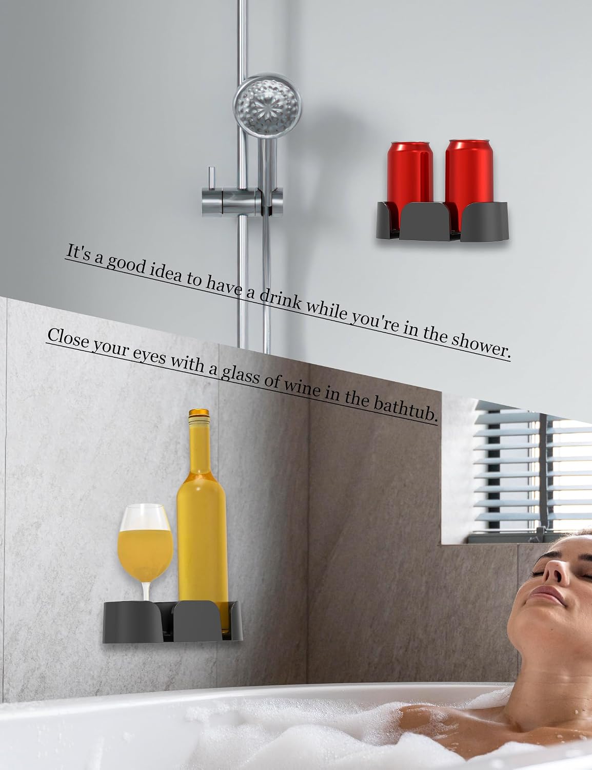 Wall Mount Cup Holder for Beer, Drink, Wine Glass, Black