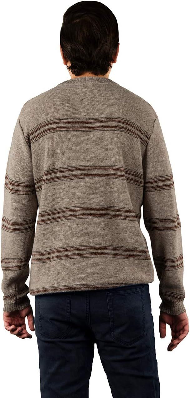 Inca Fashions - Men's Alpaca Striped Hoodie & Pullover Baja Sweater - 100% Alpaca Wool