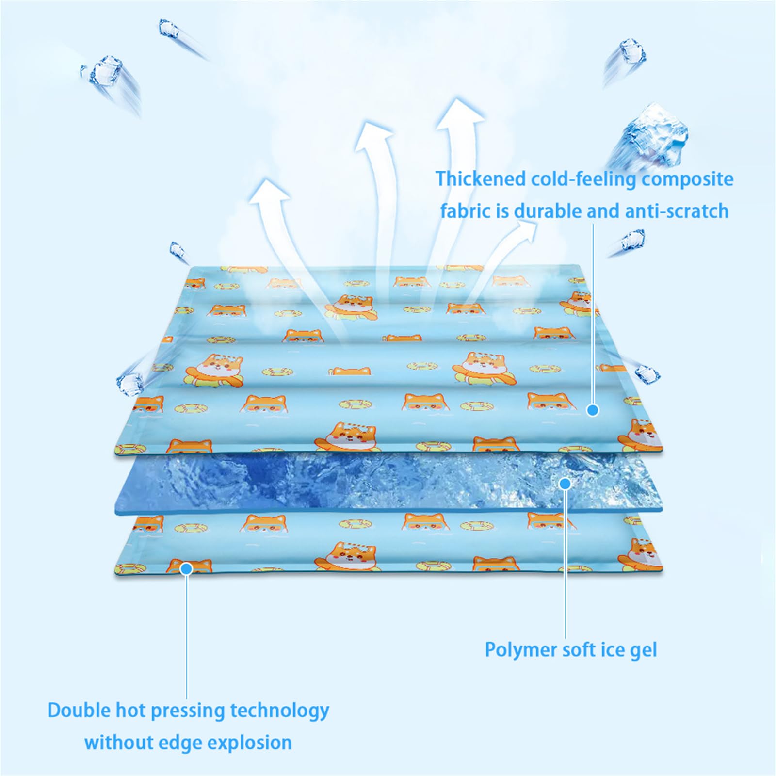 Tappetino refrigerante per Gatti,Antiscivolo Tappeto Refrigerante per Animali Domestici,Auto-raffreddante Tappetino Refrigerante in Gel Attivo,Perfetto per Cani e Gatti in Estate