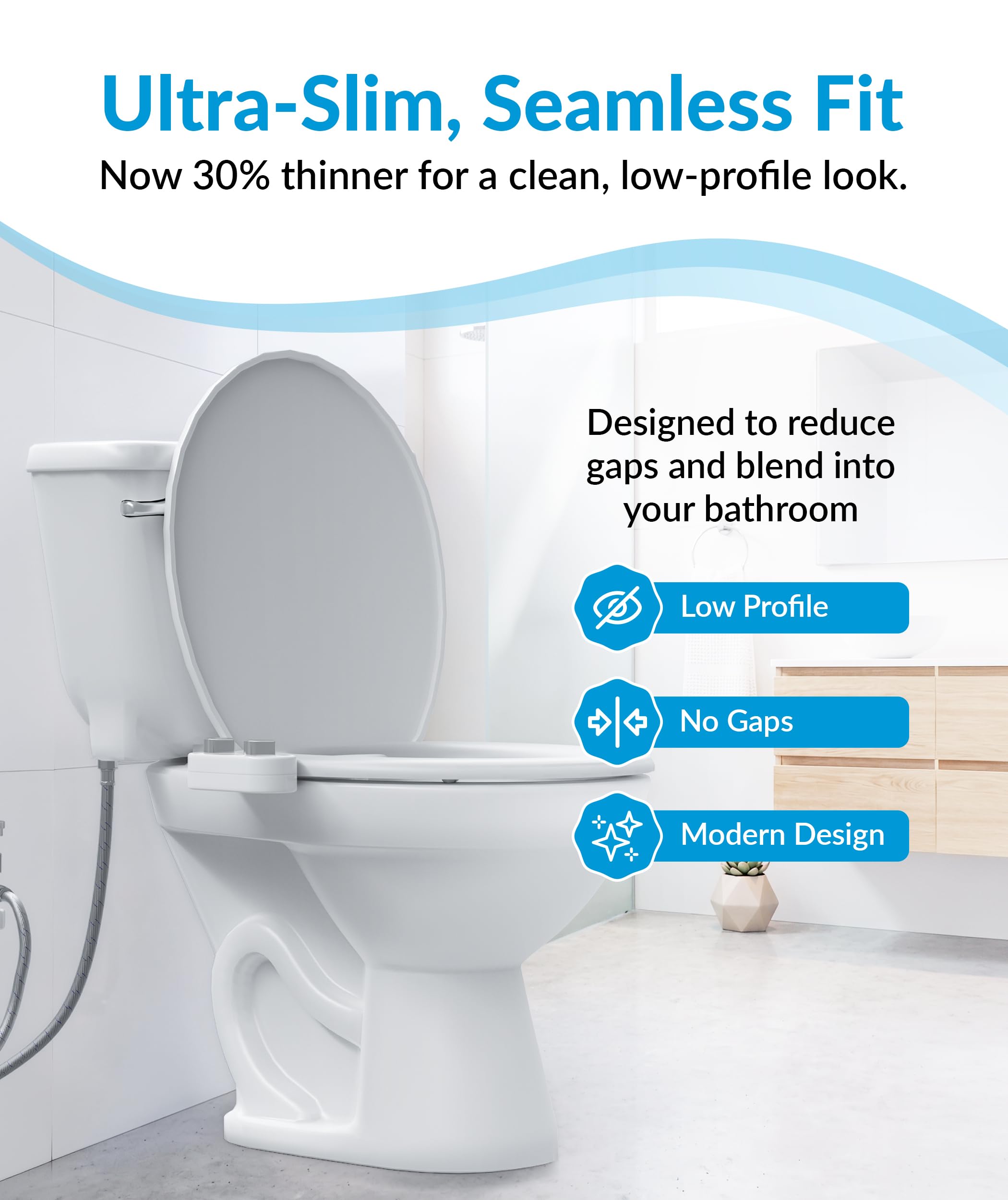Clear Rear Bidet Attachment for Toilet – Toilet Bidet with Dual Self-Cleaning Nozzles, Adjustable Spray Pressure, Easy Installation, Hygienic Bathroom Accessory