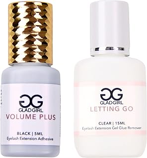 GladGirl Volume Plus Professional Glue for False Eyelash Extensions (5 ml) and Gel Remover (15 ml)