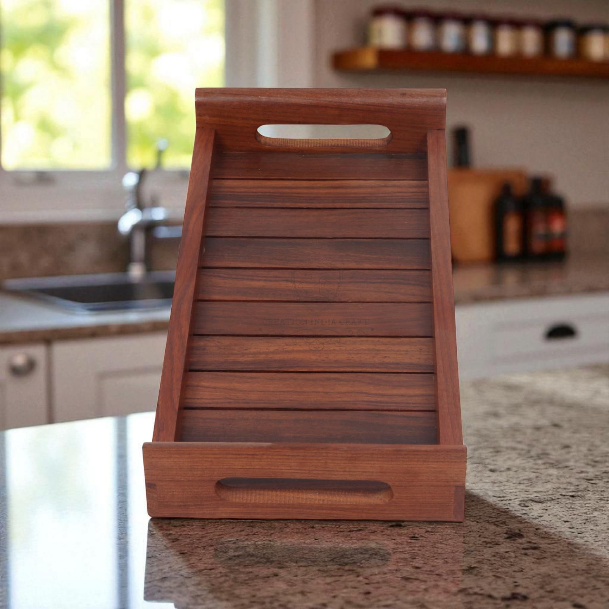 Vassoio da portata in legno, organizer da cucina, vassoio per colazione, vassoio per la colazione, vassoio per frutta per ospiti, ristorante, tavolo da pranzo, decorazione per