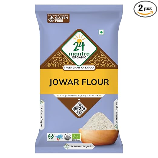 24 Mantra Organic Jowar Flour/Sorghum Flour/Jonna - 500gms | Pack of 1 | Chemical Free & Pesticides Free | Healthy alternative to regular flours | Naturally Gluten-free