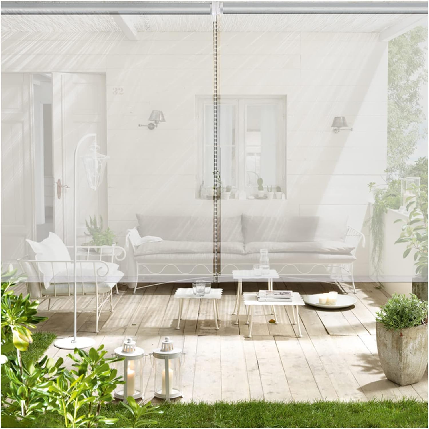 Store Enrouleur Transparent et étanche for Gazebo extérieur, écran Transparent, étanche et Anti-poussière(1.0 * 1.8m)