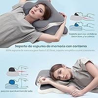 Vista 3 de Almohada Ergo para aliviar la apnea del sueño, el dolor de cuello y los ronquidos Almohada cervical para dormir de lado Espuma viscoelástica