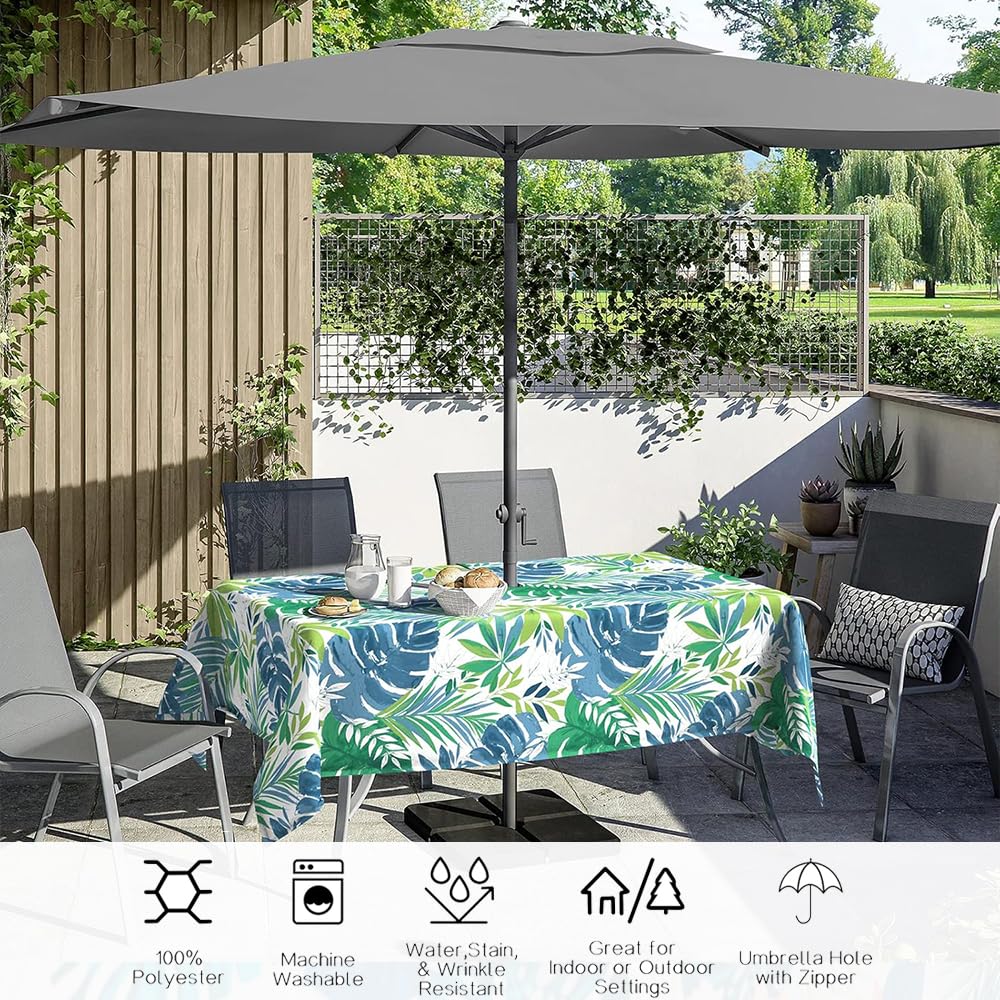 Chickwin Tovaglia da Esterno Rettangolare Antimacchia Lavabile 210x150cm con Foro per Ombrellone