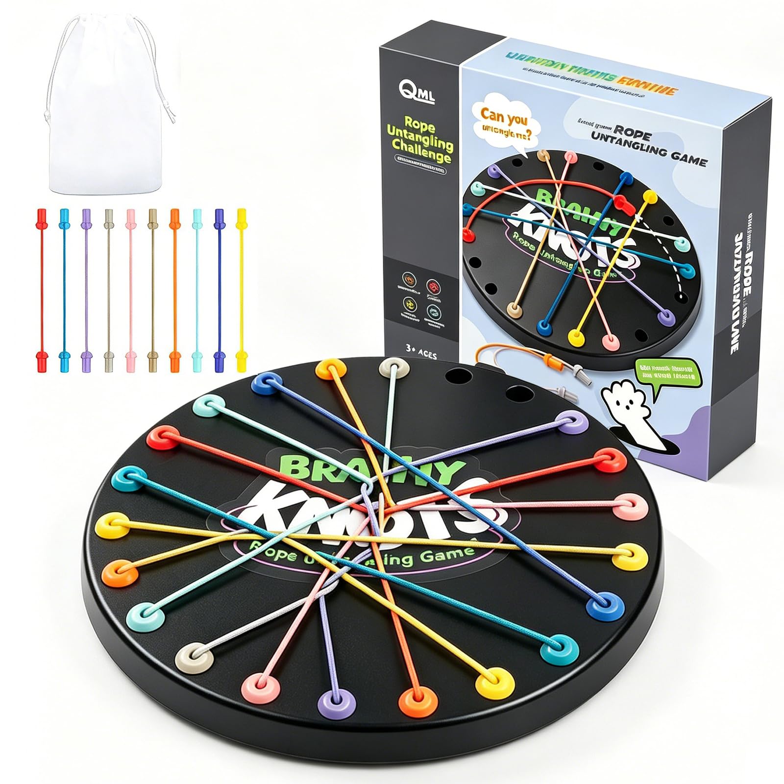 Puzzle Games - Brainy Knots Game: 2-4 Players Logic Strategy Board Game, Twisted Rope Challenge Puzzle Game for Kids & Adults, Family Travel Party Brain Teaser