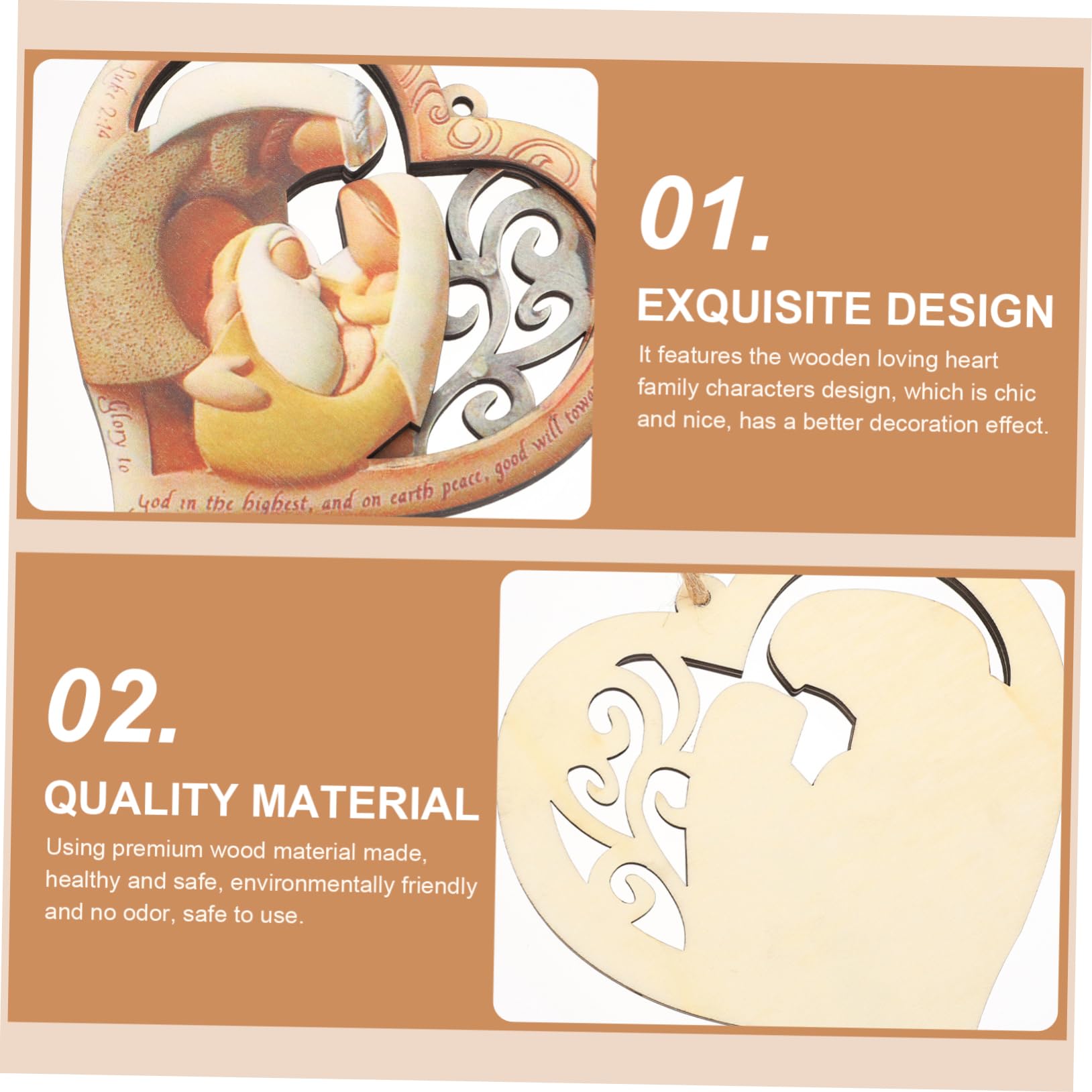 SOIMISS 3piezas Colgante De Madera Diseño De Corazón Amoroso para Decoración De Pared El Hogar Adorno Creativo para Salón y Dormitorio para Familia y