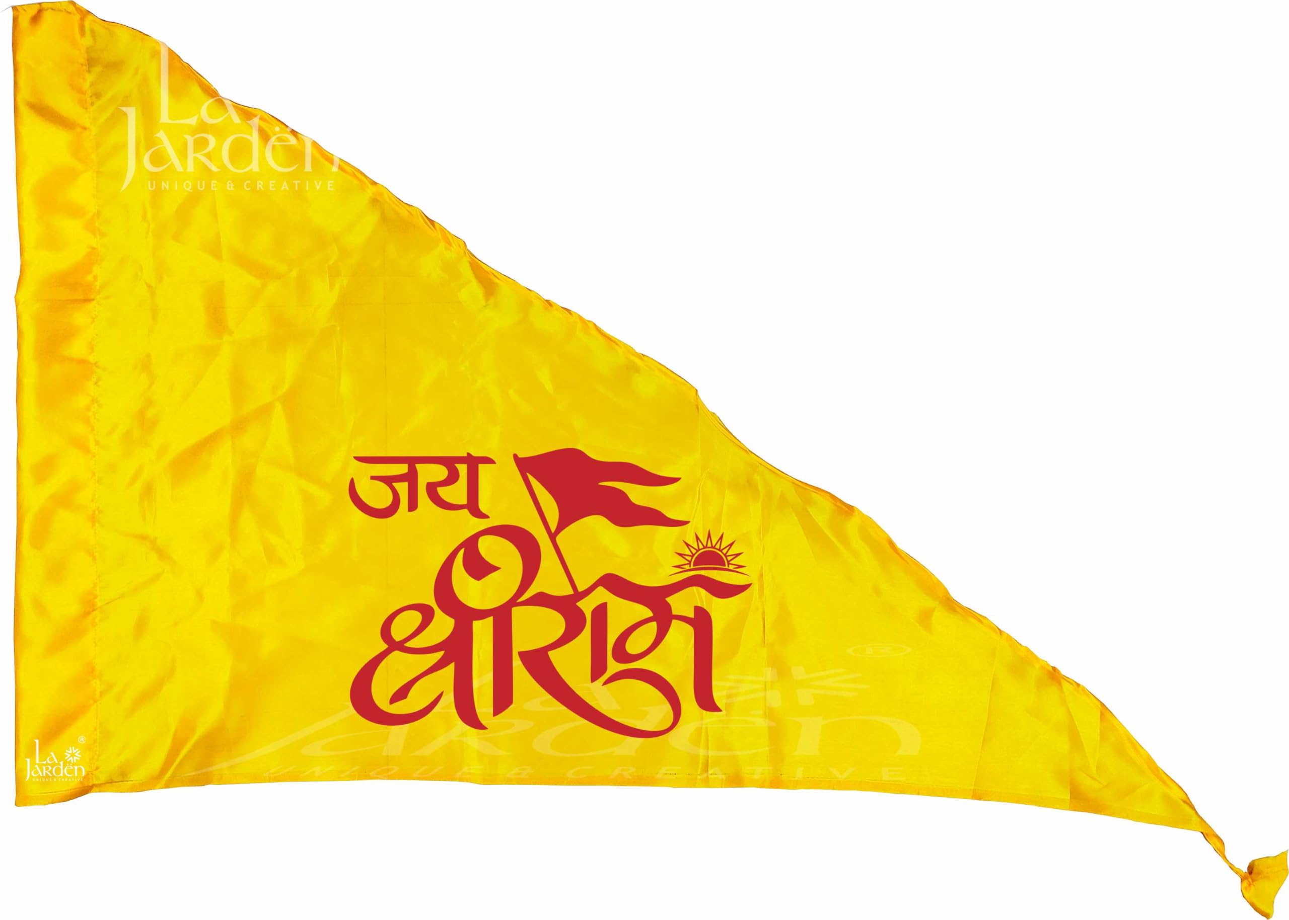 La Jarden? Beautiful shined Shree Ramji ka jhanda, Ayodhya Flag of shree Ram, Ramrajya Flag, Ram Mandir ka jhanda (pack of 1) (Jai Shri Ram Yellow Large Flag (36x54 inches))