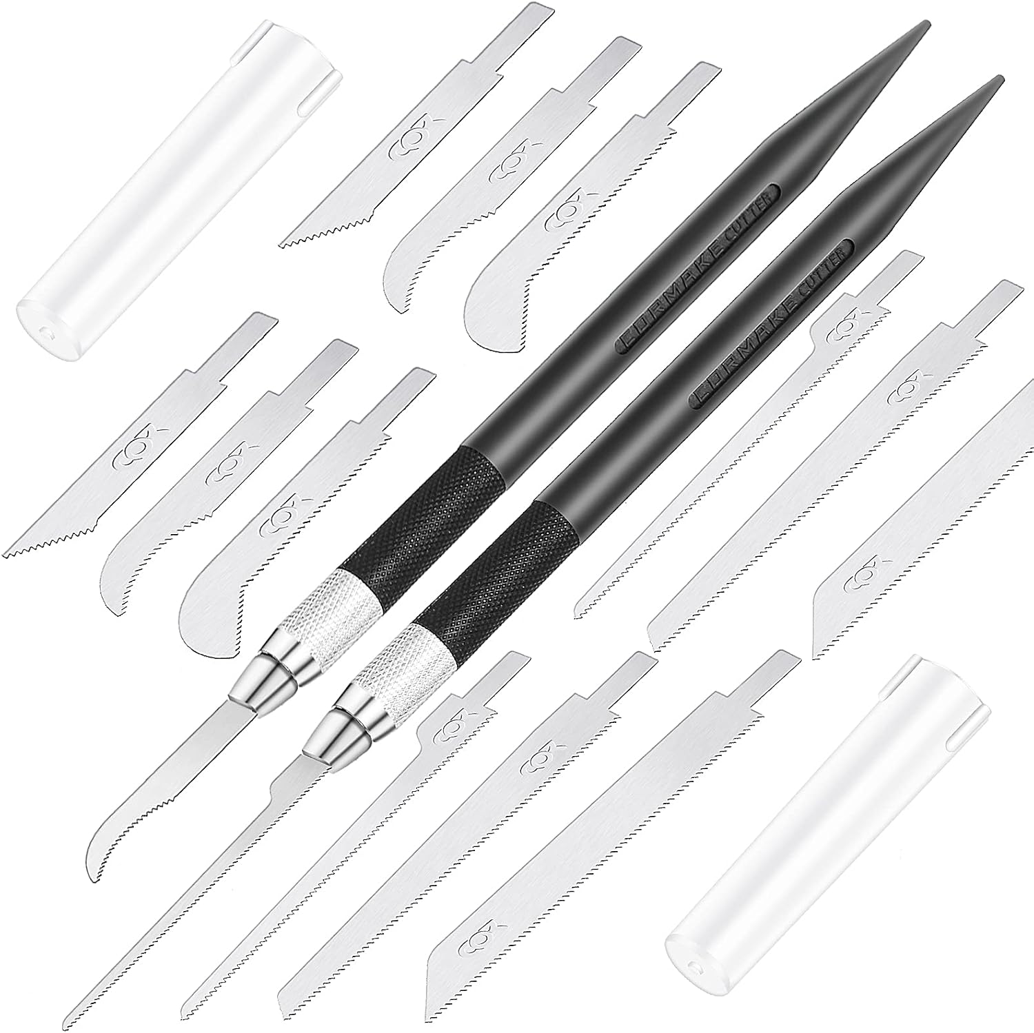 Mini Hand Saw Model Craft Blade Tools Razor Set 2 Handles with 12 Craft Blade Model Tool Hobby for Cutting Parts