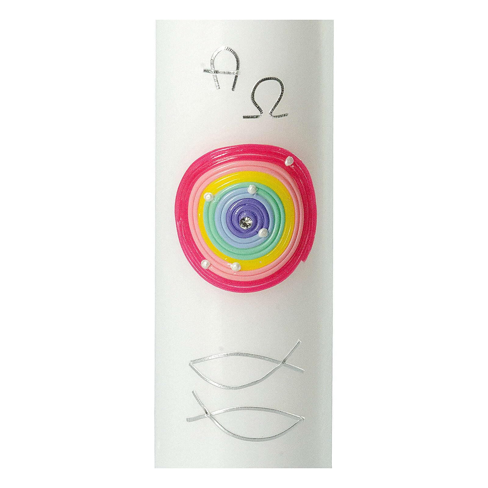 Christening Candle, Rainbow and Fishes, 265x60 mm
