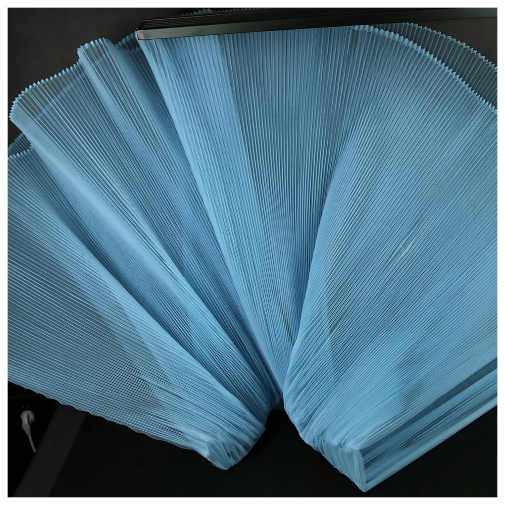 MFfly Organ Pleated Hard Mesh Fabric Plisse Fabric Accordion Crimping Wrinkle Modeling Decorative Designer Fabric M105F8 (Bright Blue, Stretch 1 Meter)