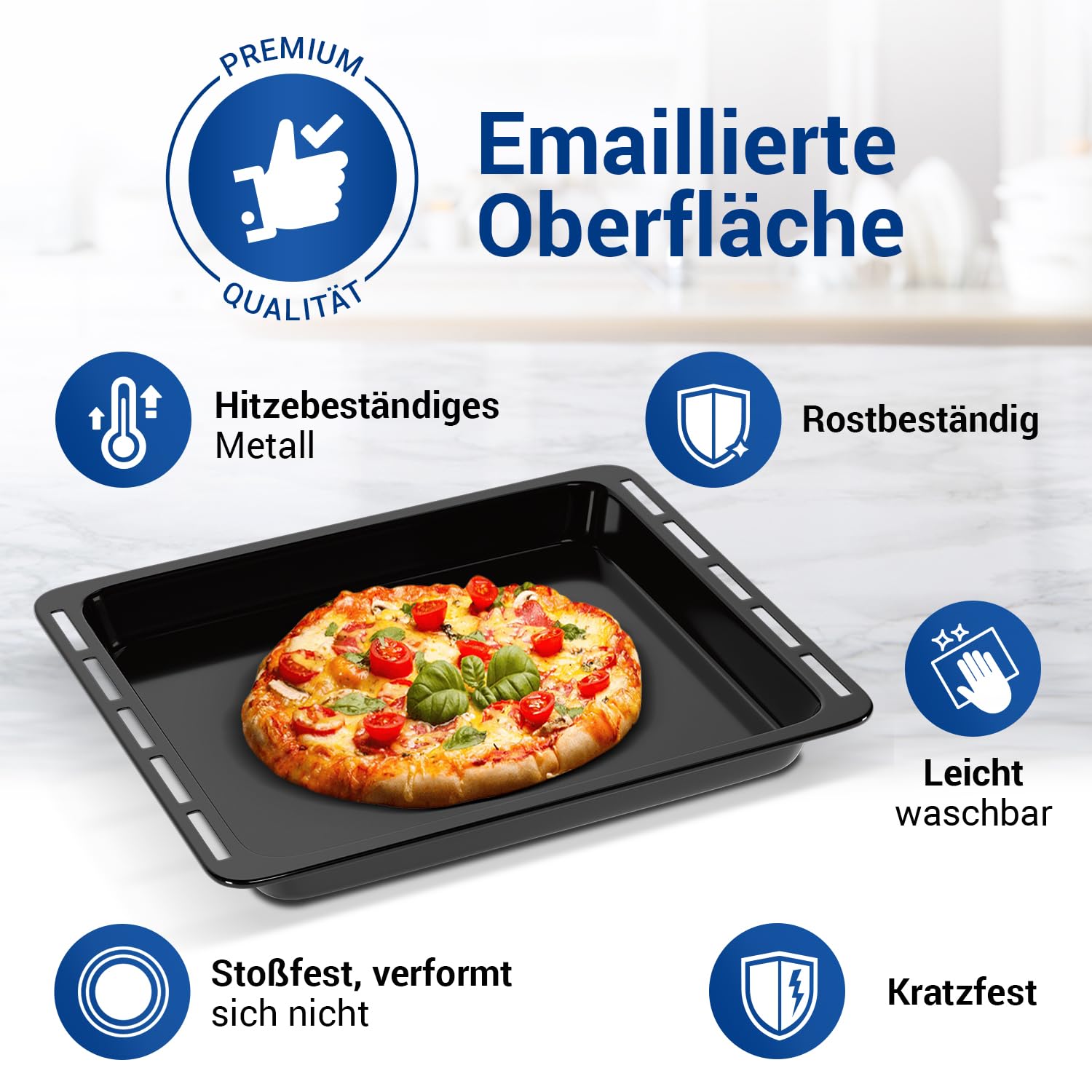 VIOKS Plaque de cuisson 45 x 37 cm de rechange pour Whirlpool 481010657928 – Poêle à graisse profonde, plaque de cuisson en émail antiadhésif – Accessoires de four