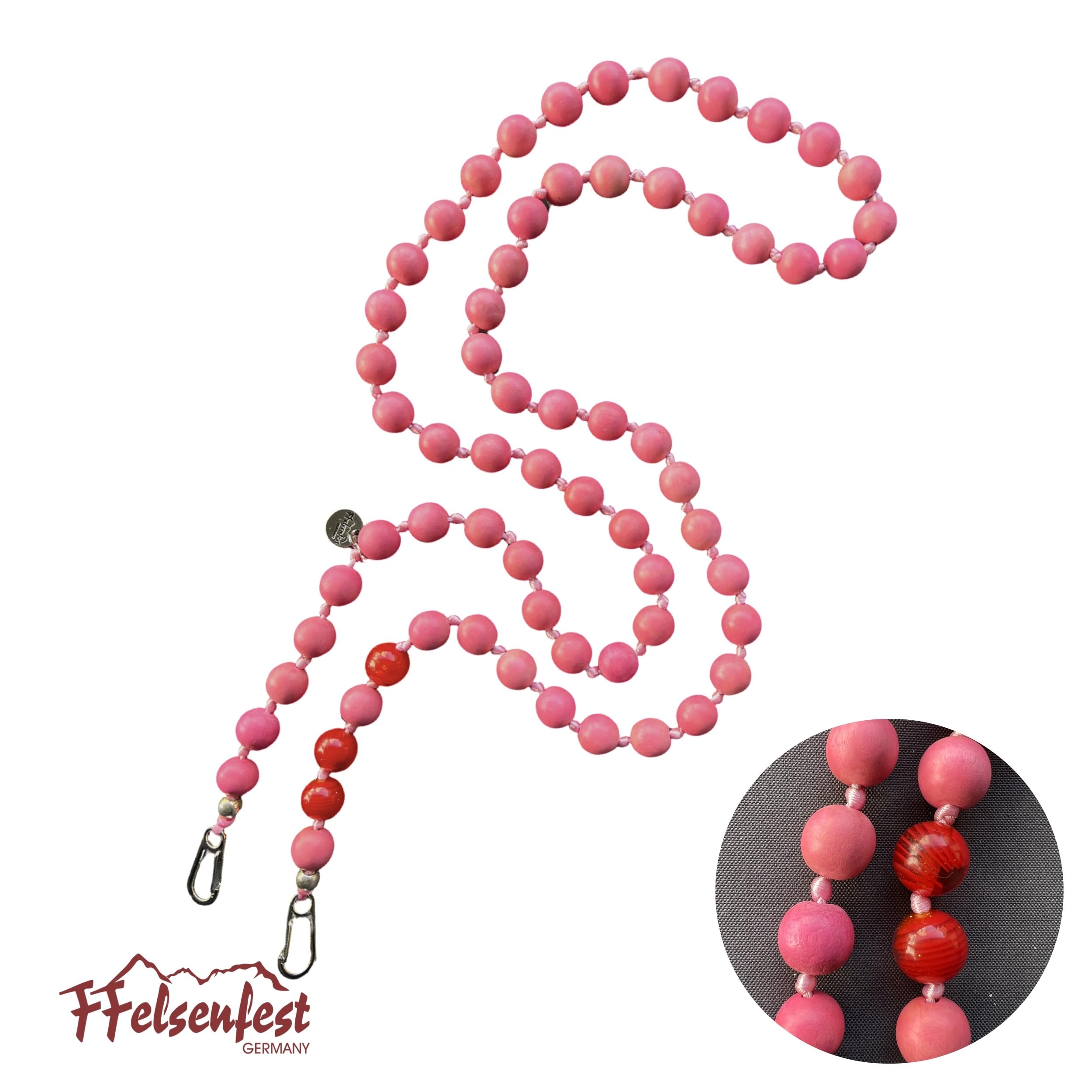 Handykette Lang Holzperlen pink-pink I ø15 mm I Länge ca. 138 cm I H0102