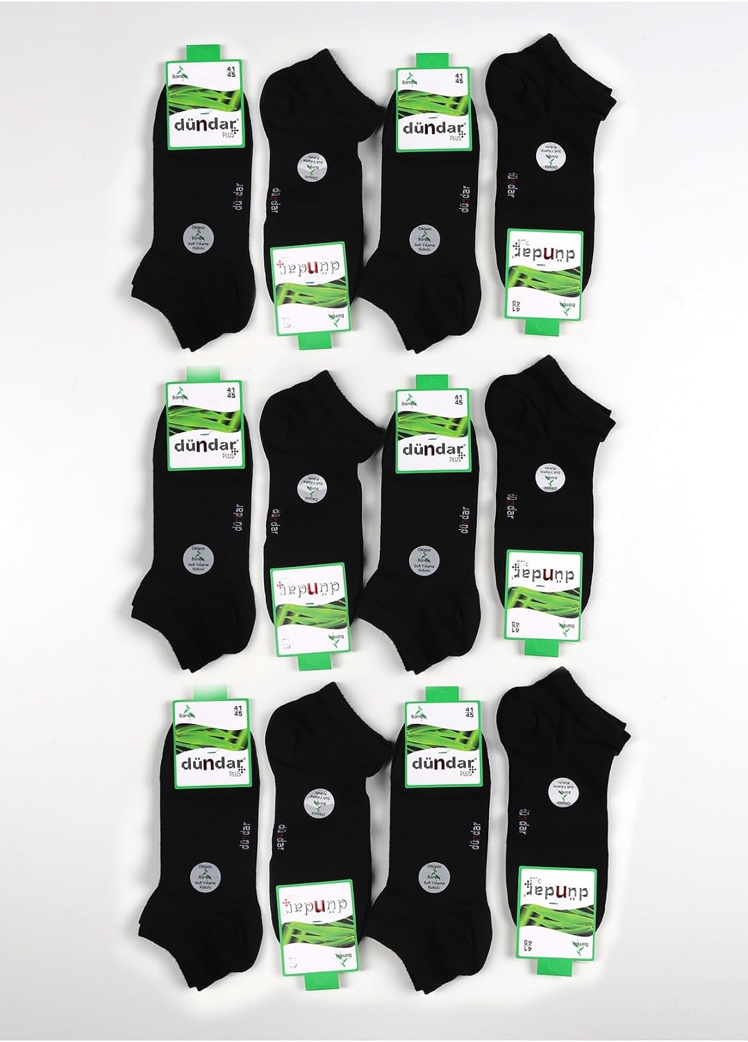 Men's Ankle Socks 12-Pair Pack Black Seamless Soft Wash Odor Resistant Size 41-45 Boxed - Black, 41-45