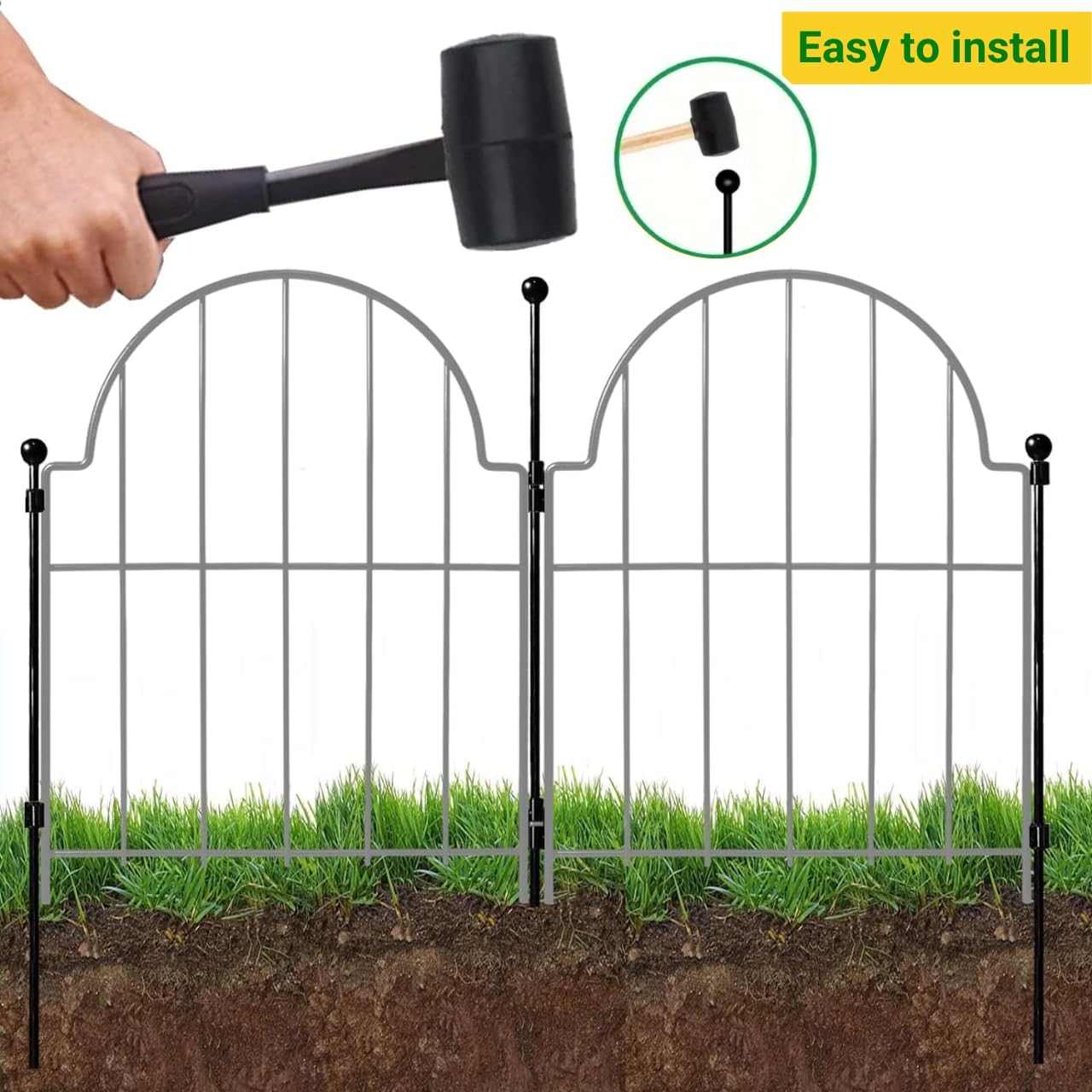 ecofynd 5 Pack Decorative Garden Fence 2ft(H) X 6ft(L), Rustproof Metal Wire Fencing Flower Bed Animal Barrier, Landscape Patio Yard Folding Ornamental Panel Border Edge Section for Dog Outdoor, GF5 - Image 3 thumbnail