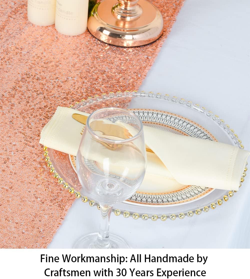 ShinyBeauty Rose Gold Table Runners 15pcs 12x108-Inch Rose-Gold Sequin Table Runner Glitter Table Runner for Parties Bridal Shower Decorations -0908S