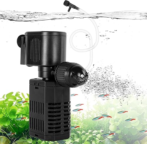 OiiBO Filtro interno para acuario de 11 W, filtro de tanque de peces de 317 GPH con sistema de aireación ajustable, filtro sumergible para ondas de