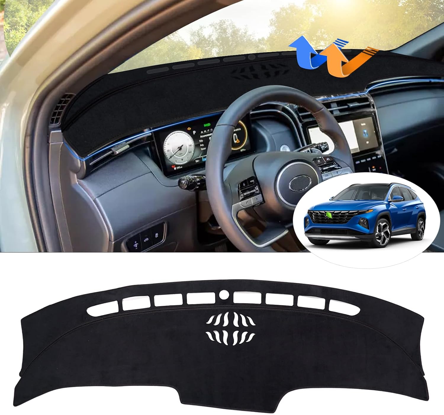 Autorder Dashboard Cover Mat for Hyundai Tucson 2022 2023 2024 Accessories Dash Cover Flannel Dash Mat Sunshade Glare UV Rays Protector(Only Fit 10.25 inch Digital Cluster,not fit 4.2 inch)
