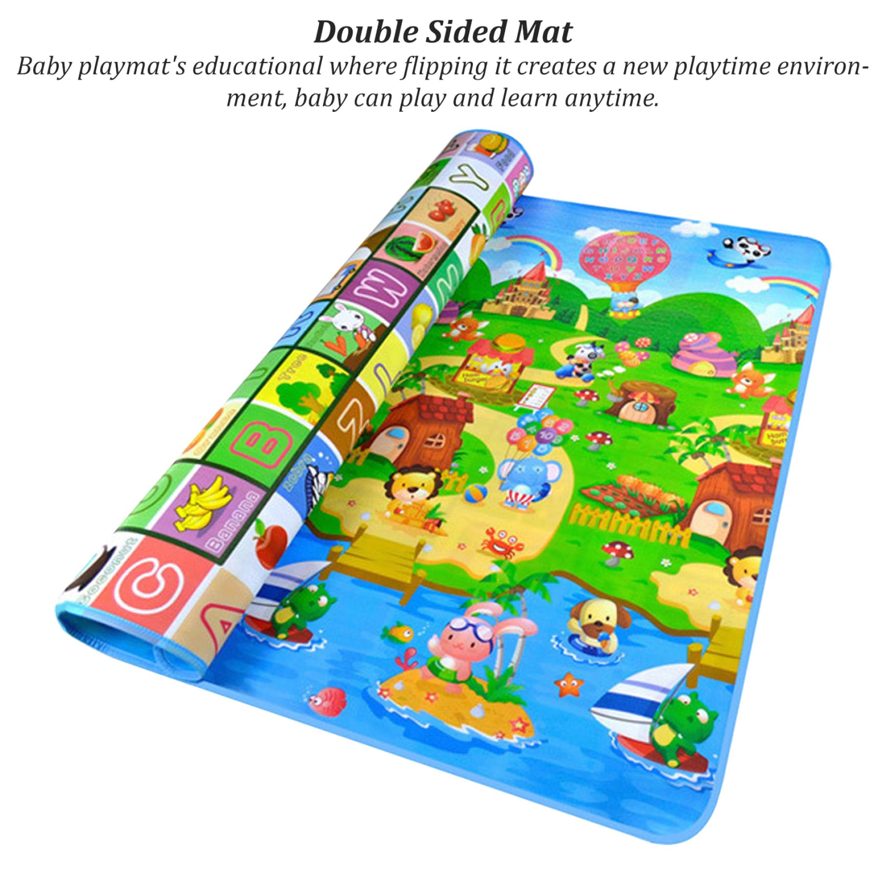 Tappetini in schiuma, tappetini da gioco per bambini, 120x180 cm per bambini che strisciano educativi a 2 latili da faccia a 2 latene che imparano tappeti per la sala giochi per bambini piccoli