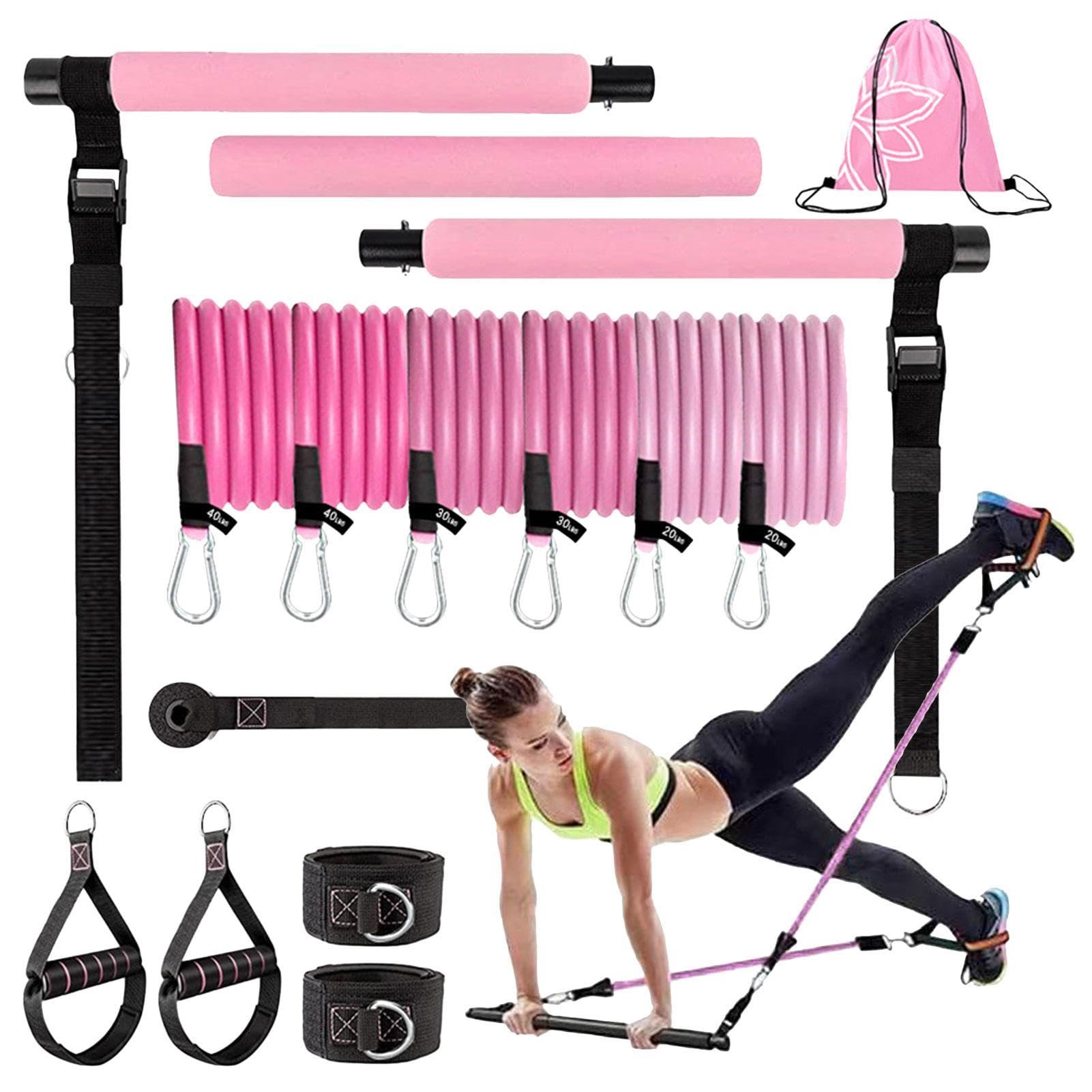 Pilates-Stangen-Set mit Widerstandsbändern, Workout-Ausrüstung, Heim-Fitnessstudio, mit Widerstandsbändern für Damen, Ganzkörper-Krafttraining, Yoga, Pilates