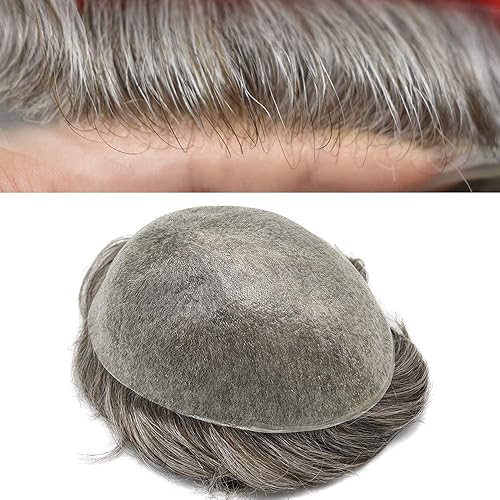 Miniatura 4 de Mens Toupee Remy, sistemas de reemplazo de cabello humano 0.002 in, tupé de piel fina para hombres, todos los trazos en V para hombres, protesis