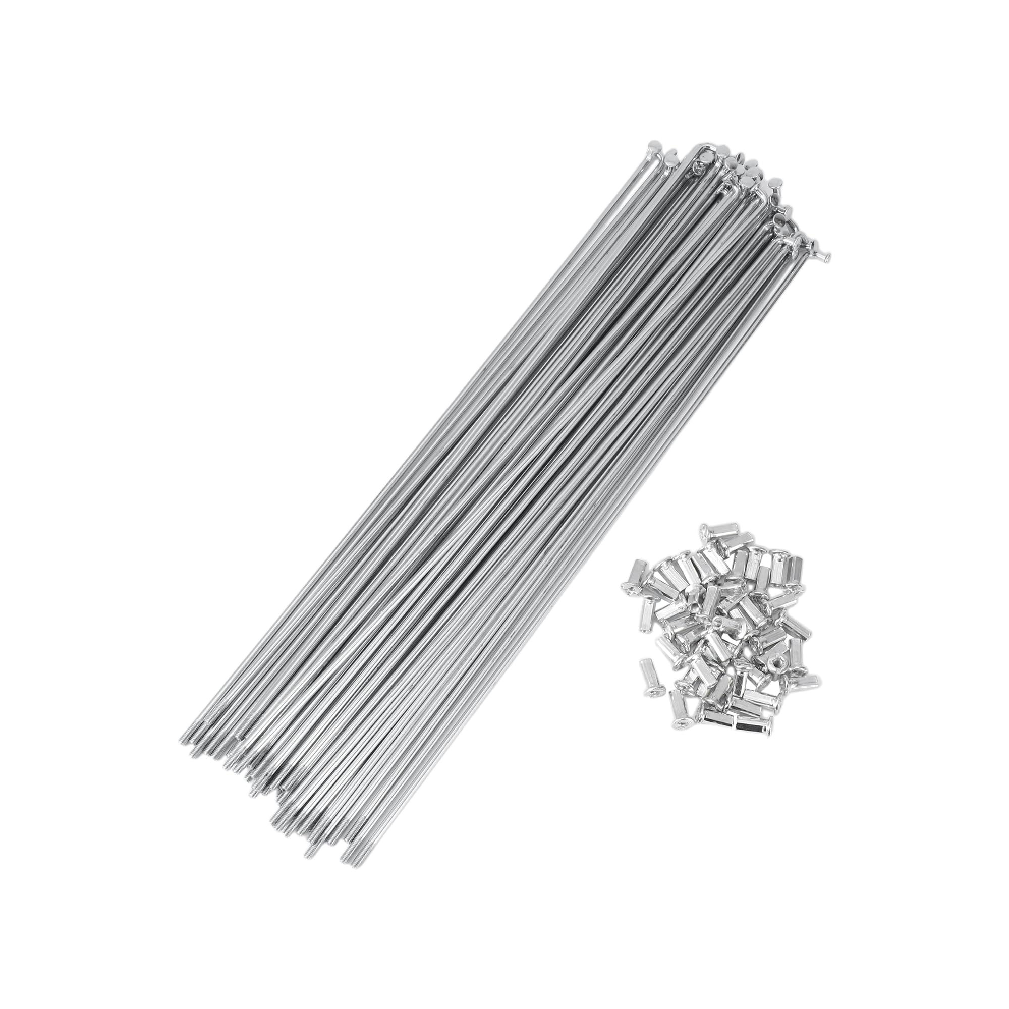 X AUTOHAUX 48 Set 10G Bicycle Spokes 295mm Bike Wheel Spokes Carbon Steel Galvanized Silver Tone