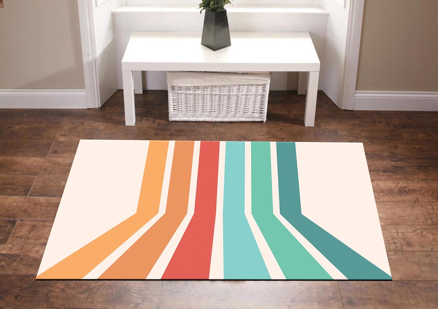 Rainbow Ways Carpets,2'x 3'Boho 70S Area Rug for Living Room Non-Slip Floor Mats for Boys Girls Bedroom Dorm Nursery Modern Home Decorate