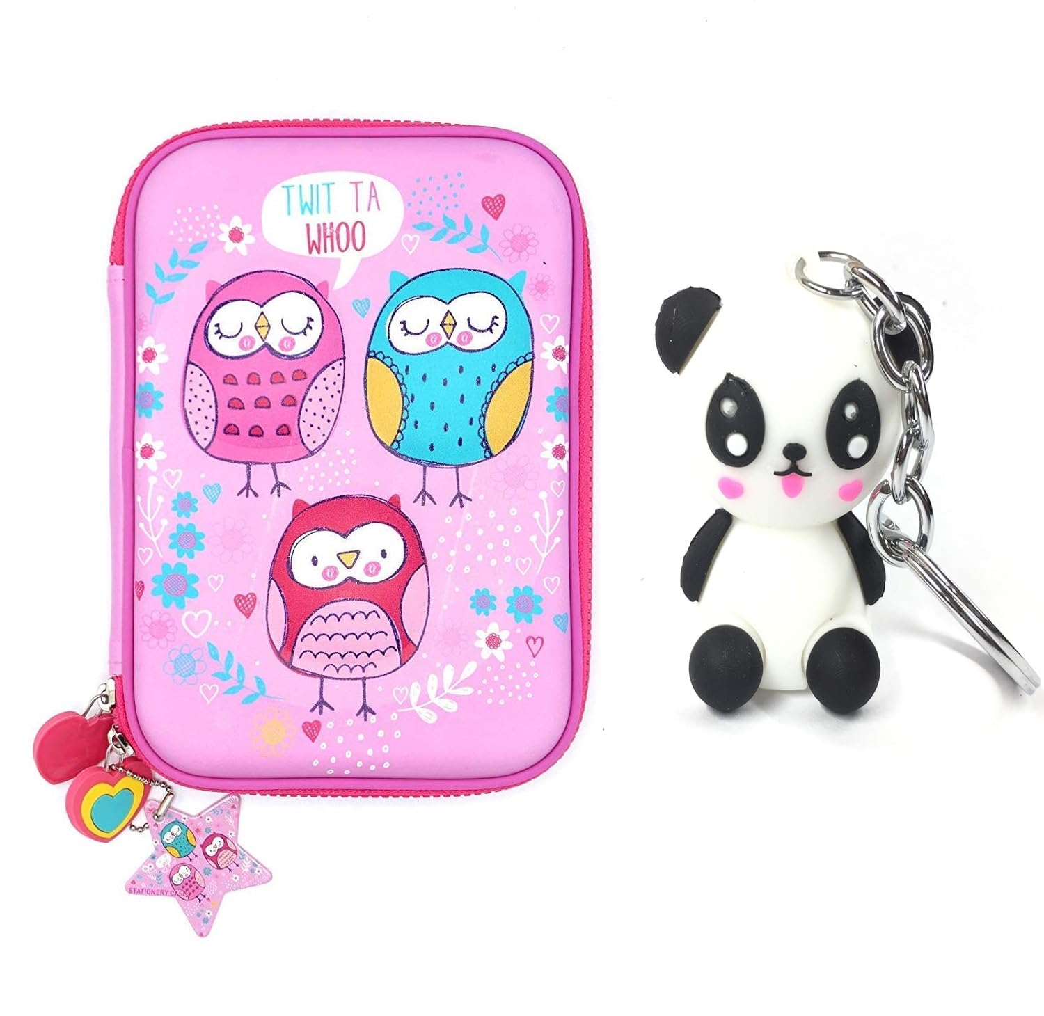 Mistazzo Ethylene Vinyl Acetate (Eva) 3 Owl Embossed Eva Material Big Size Pencil Case Geometry Box With Panda Keychain For School Kids Girls Stationery Organizer - Pink (B0CRVRMG4W) Amazon Price History, Amazon Price Tracker