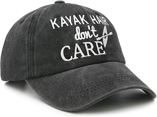 Miniatura 3 de Waldeal Gorra de béisbol ajustable lavada con diseño de Kayak Hair Don't Care para mujer