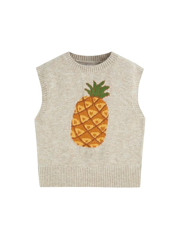 CIDER Women’s Sweater Vest Knit Sleeveless Pear Cute Graphic Tank Top Ivory by CIDER - Used condition - US$21.49