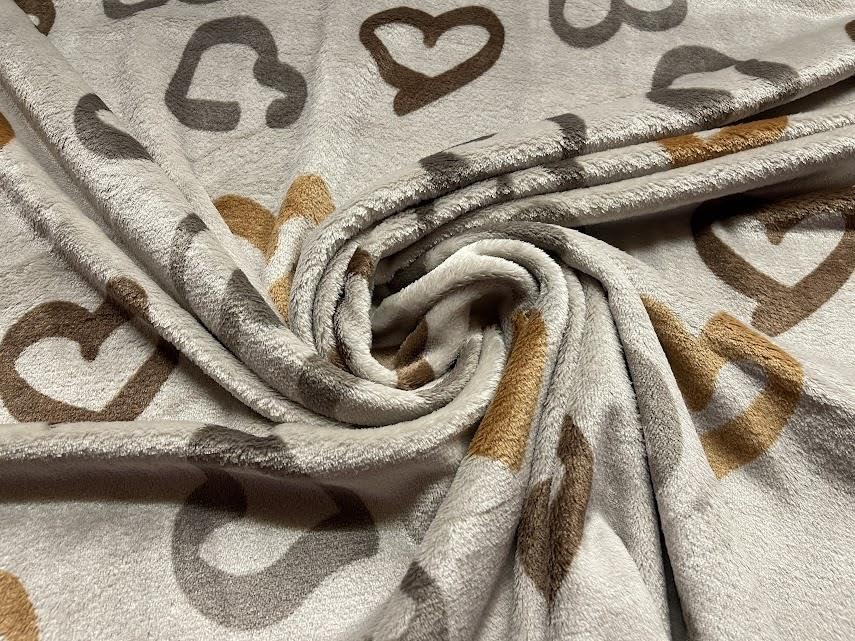 Tissu polaire double face super doux anti-froid cœurs sable 5m
