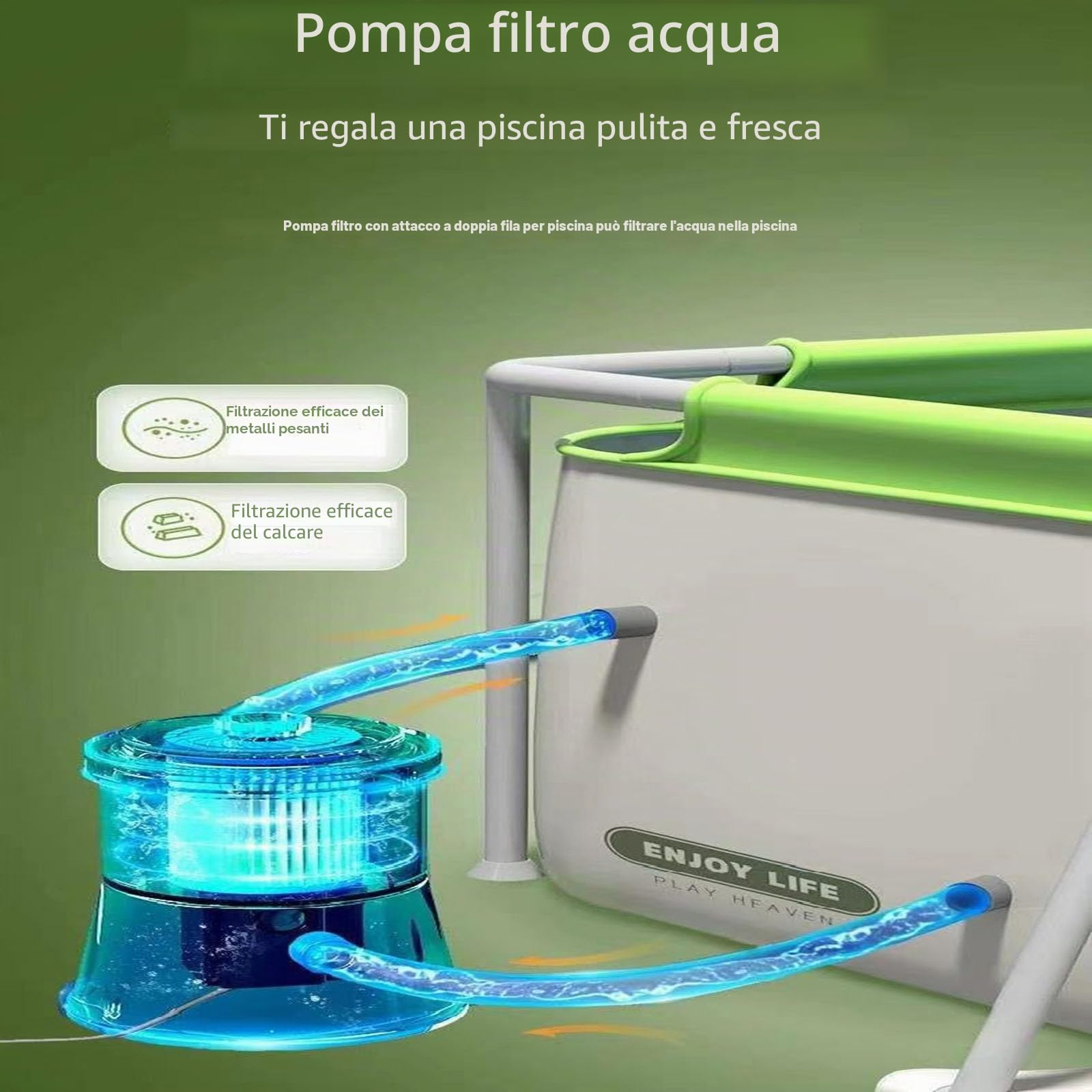 Grande piscina da esterno con tettuccio, ombrellone per cortile, piscina pieghevole rimovibile per adulti (1,9m)