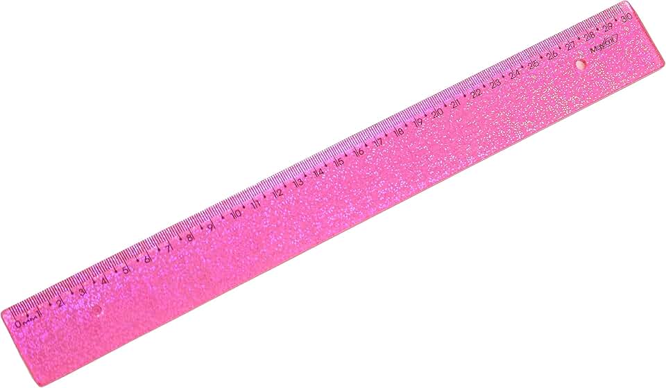 REGUA DE 30 CM NEW LINE HOLOGRAFICA GLITTER ROSA
