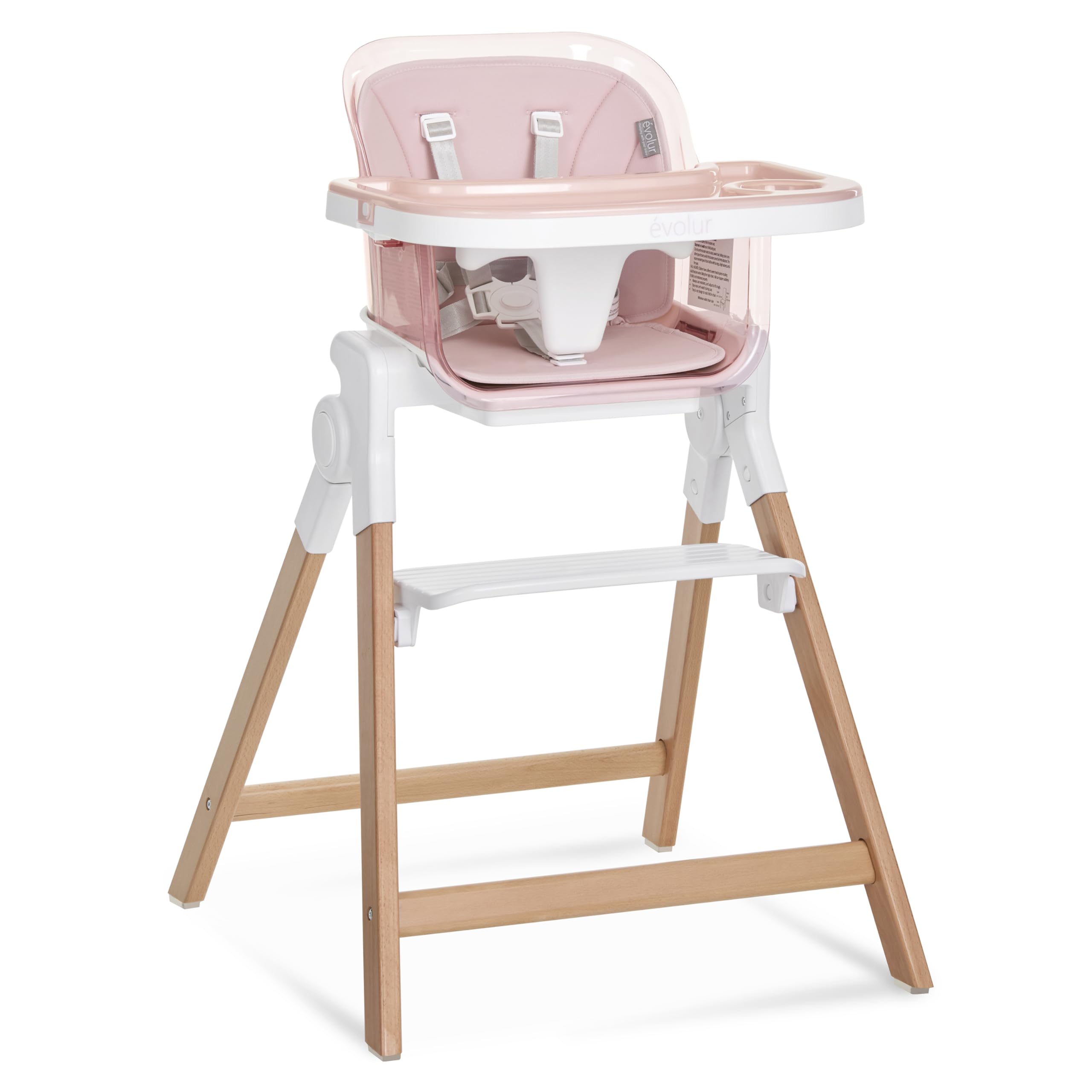 Evolur TinyThrone 2-in-1 Highchair in Grapefruit Pink, Baby High Chair Converts into Booster Seat & Adult Stool, Removable Tray and Easy to Clean