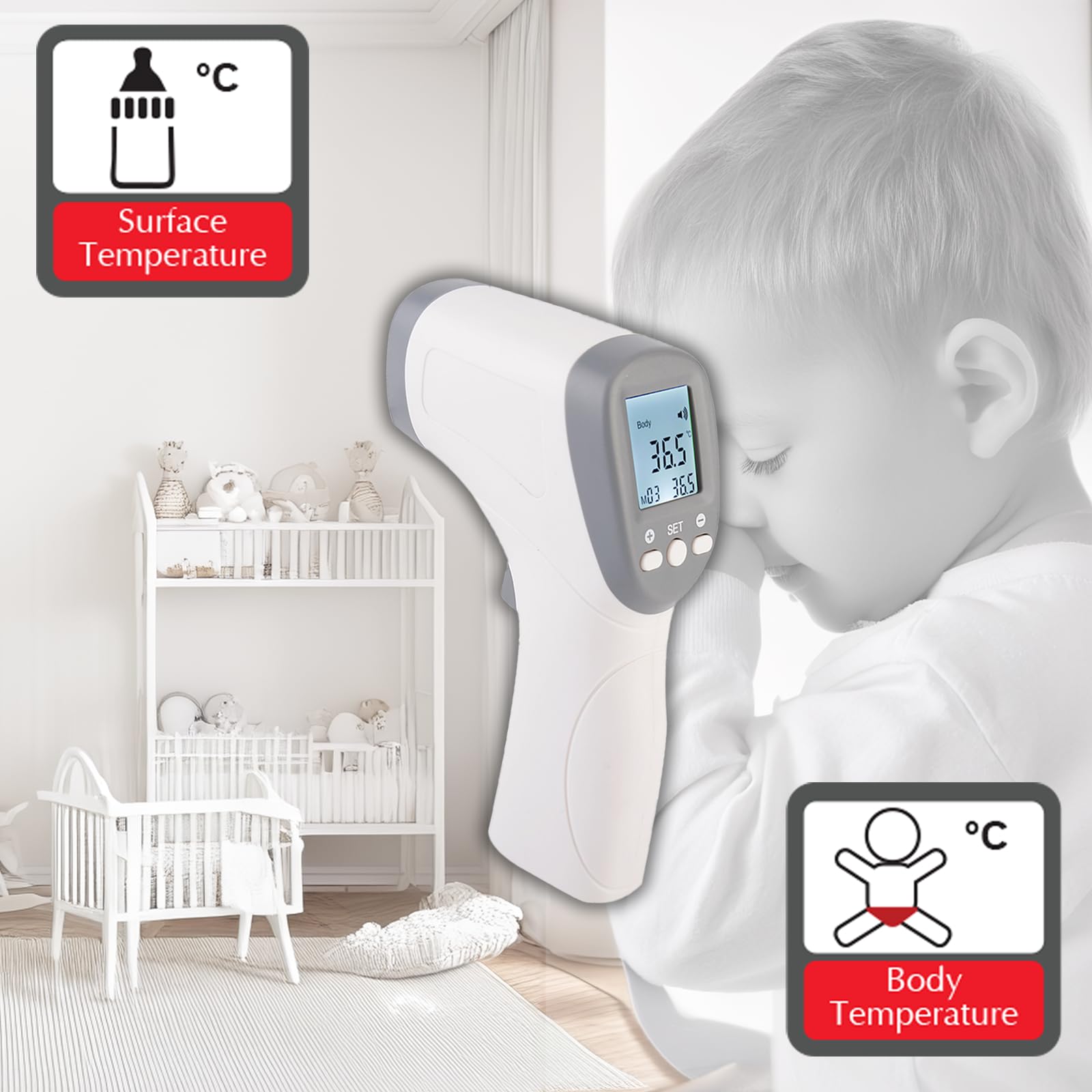 TECH-MED Termometro elettronico a infrarossi senza contatto TM-F03BB