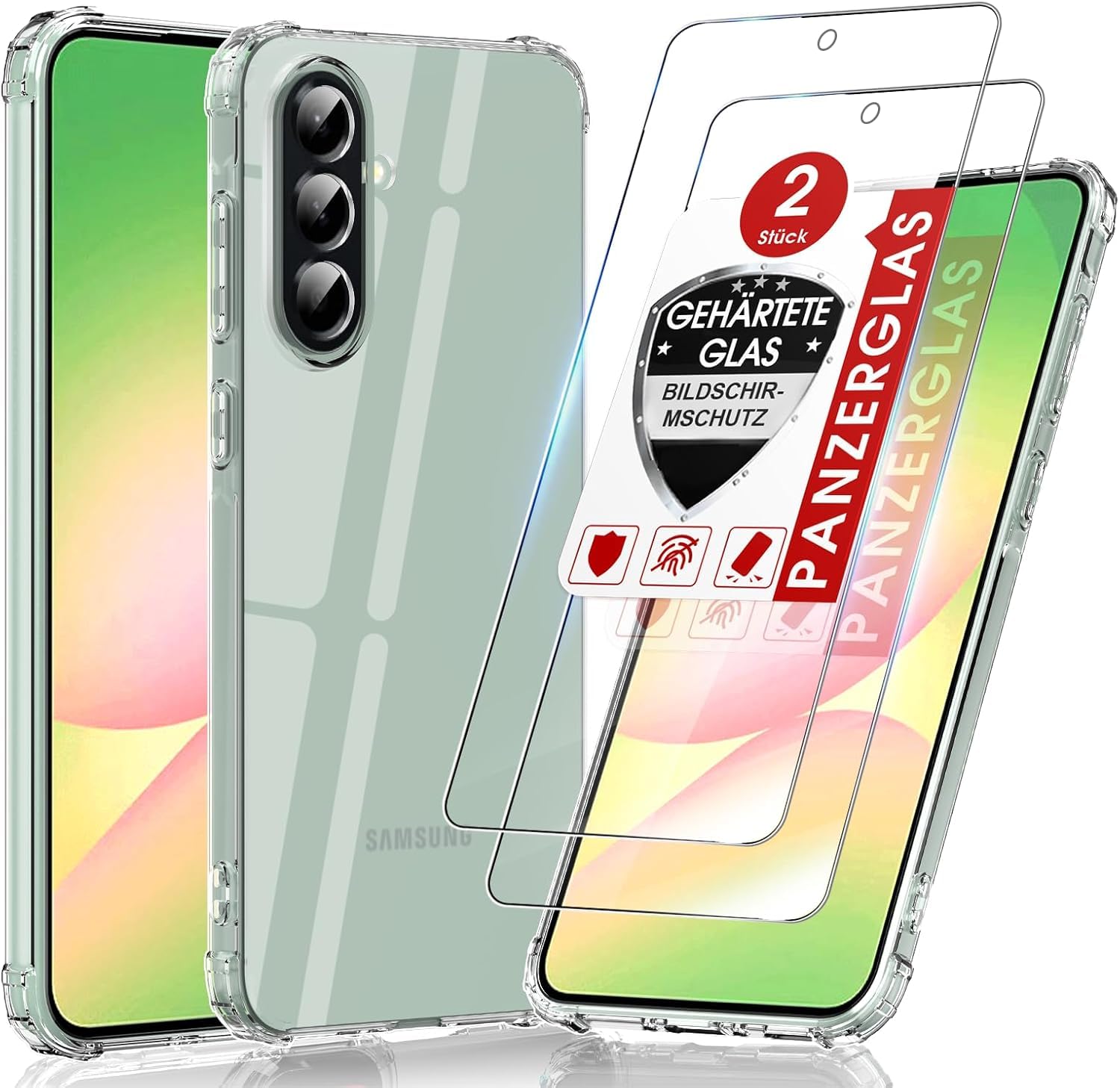 LeYi Etui do Samsung Galaxy A56 5G z 2 szkłem hartowanym, pancerz przezroczysty miękki silikon czysty miękki TPU żel zderzak, oryginalny cienki kryształ, odporny na wstrząsy futerał na telefon Samsung