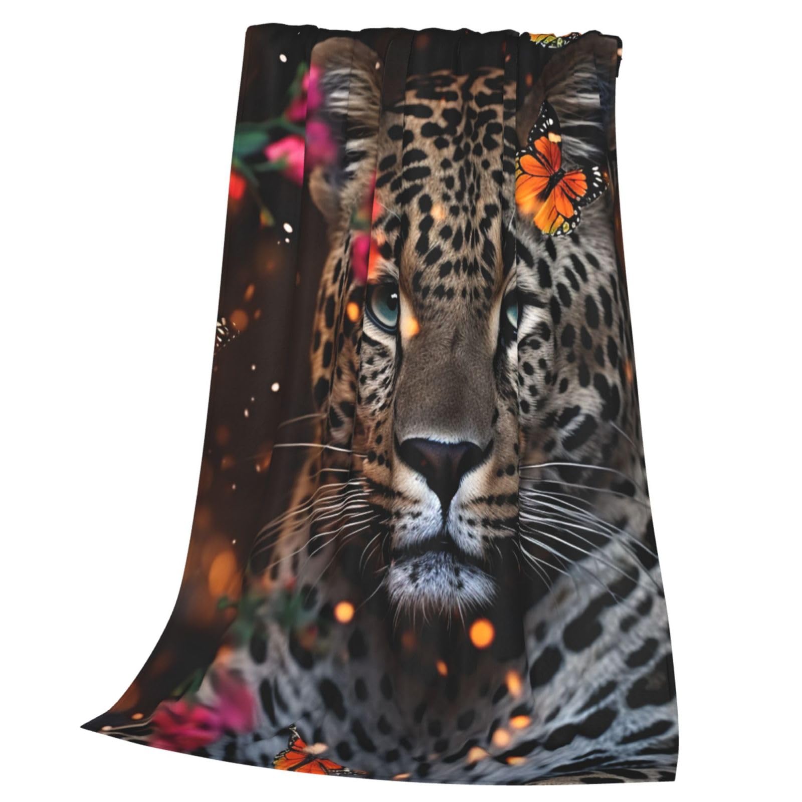 Couverture en flanelle léopard papillon pour canapé 127x101