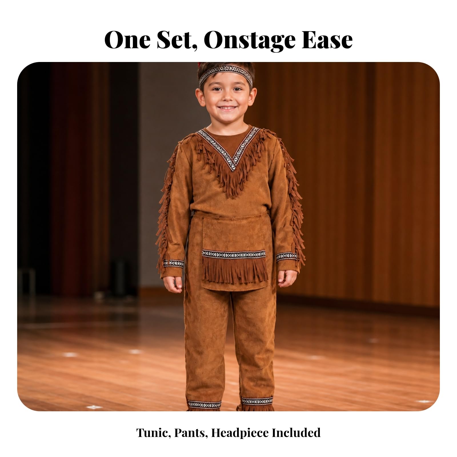 Costume con Maa con Frange | in Poliestere Leggero, Completo Pantalone, Scintillante, Travestimento, per Feste a Tema, Haween, Bambine