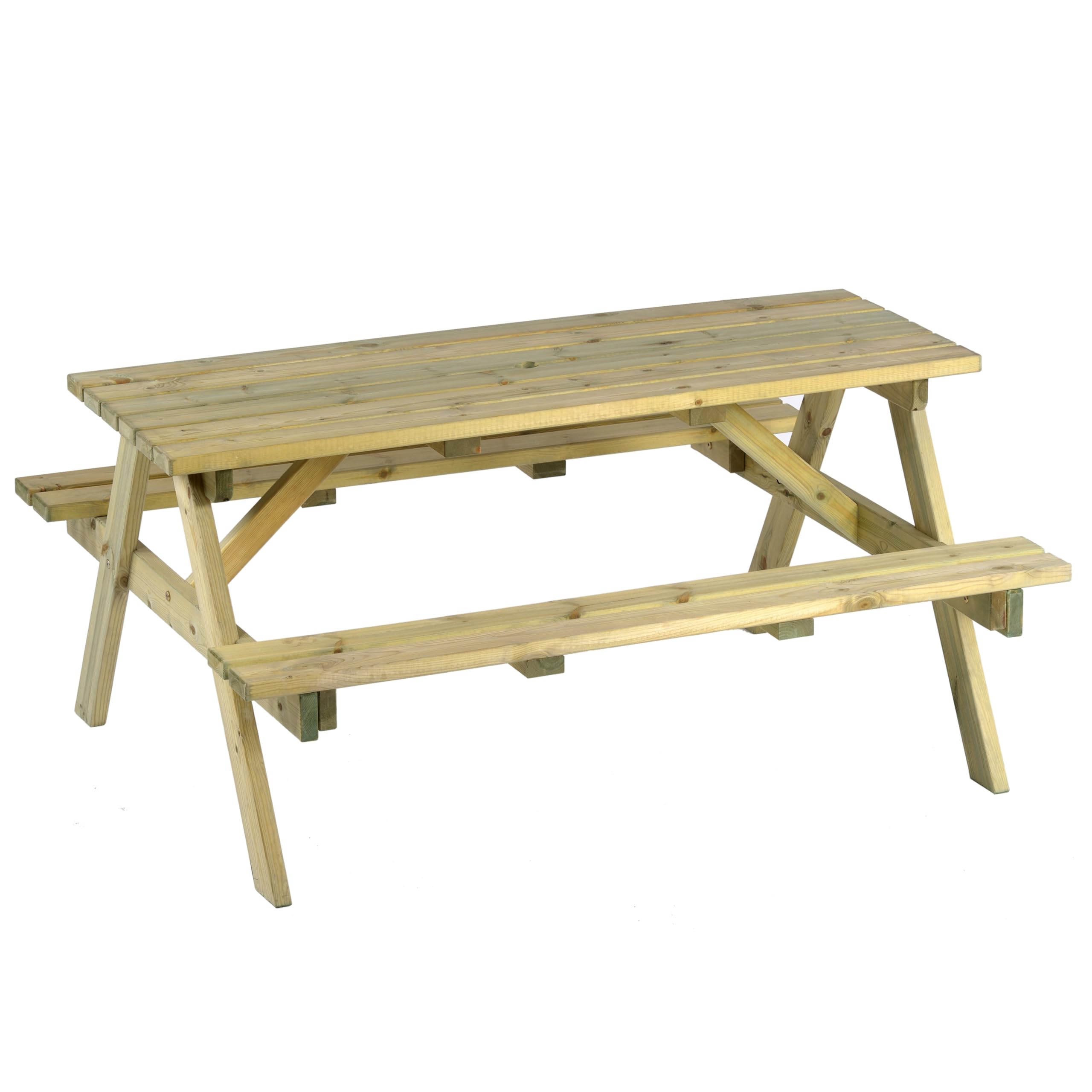 Chester 6 Seat Picnic Table - A Frame Pub Bench Outdoor Garden Seating - 150cm Length (Green Pine)