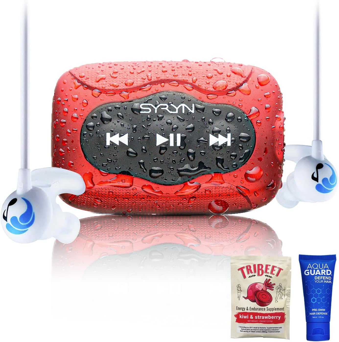 Swimbuds Sport Headphones and 8 Gb Syryn Waterproof Mp3 Player with