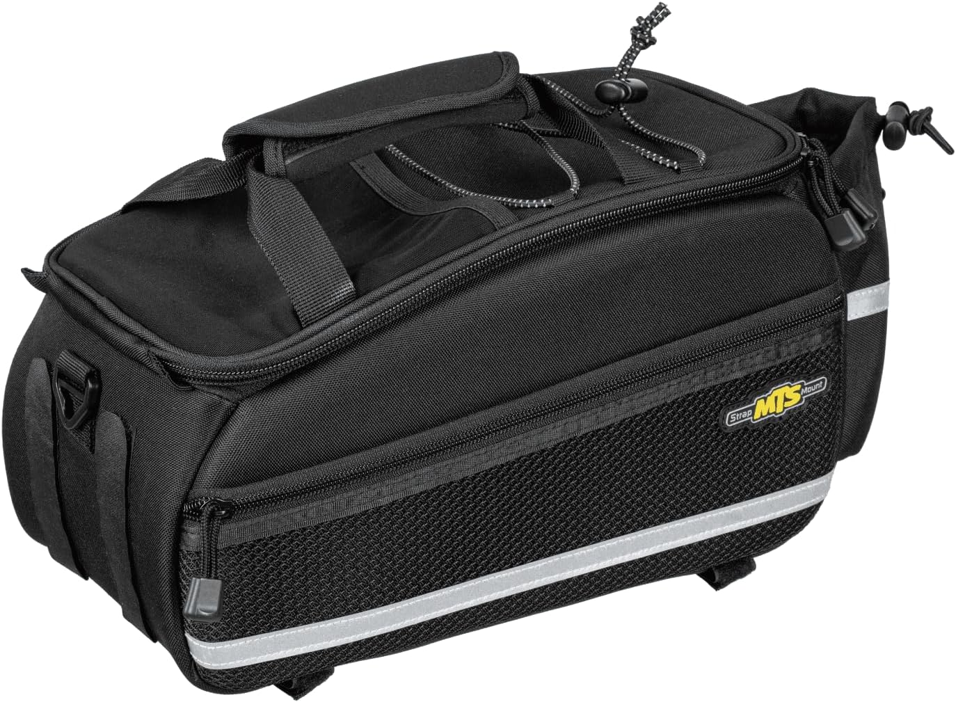Topeak MTS TrunkBag EX 2.0 Water Resistant Cycle Trunk Bag with expandable pannier sides, attaches to a rack with straps, Black