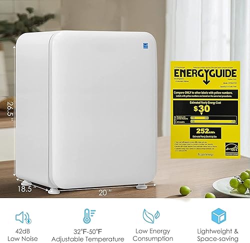 Miniatura 3 de LDAILY Refrigerador compacto, mini refrigerador de 2.4 pies cúbicos con temperatura ajustable de 32  a 50 , descongelación automática, puerta