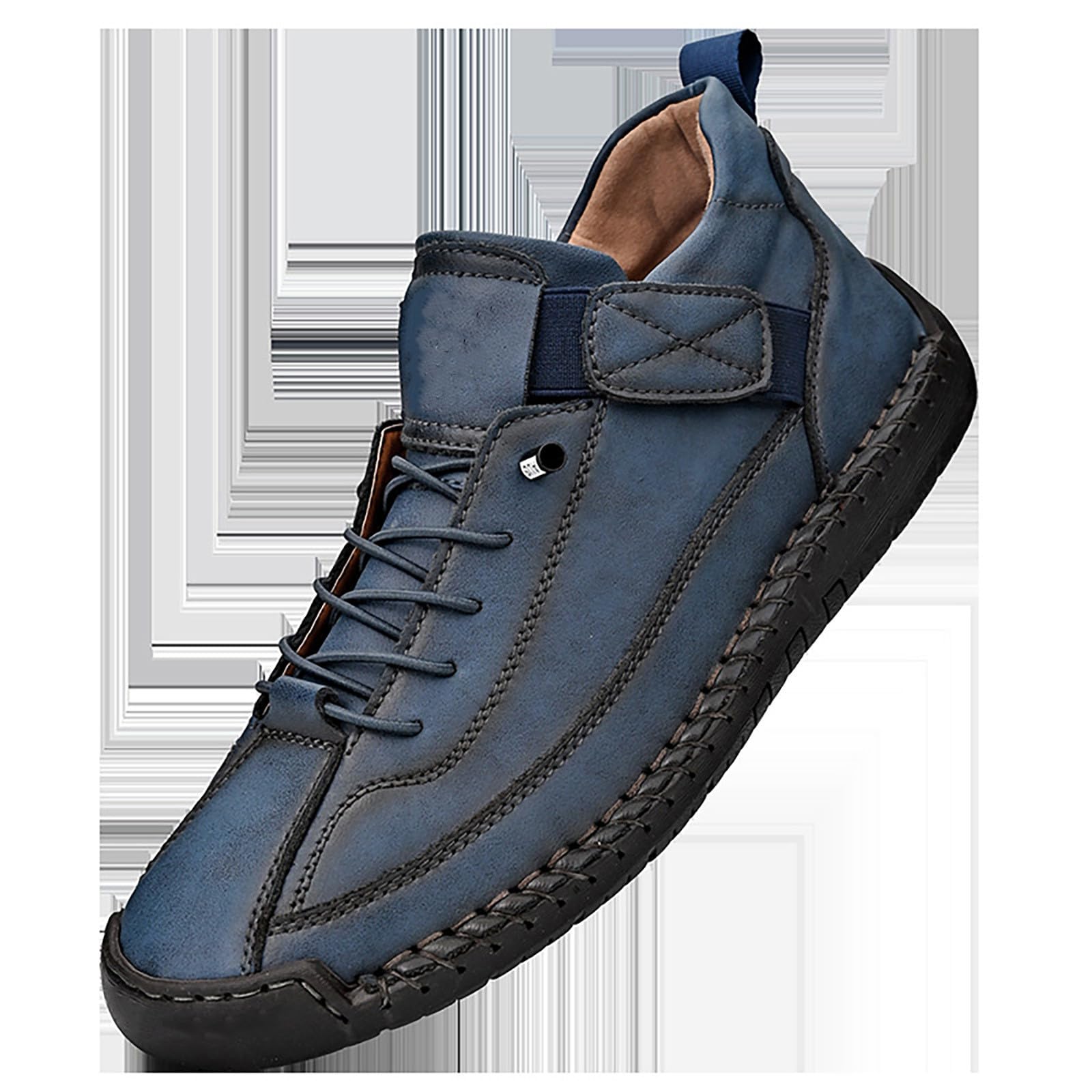 Męskie ręcznie wykonane skórzane wysokie buty rustykalne w naturalnym stylu sznurowane buty na co dzień z wytrzymałą podeszwą wygodne obuwie outdoorowe dla eleganckiego wyglądu na co dzień
